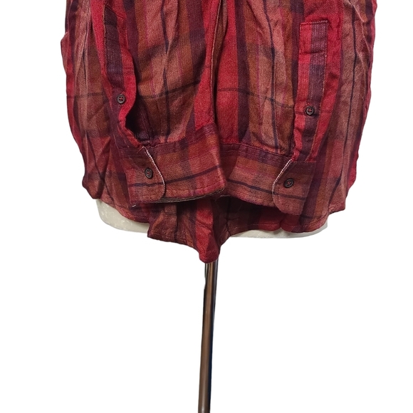 Lucky Brand Plaid Red Long Sleeves Button Down Shirt L - Picture 4 of 6